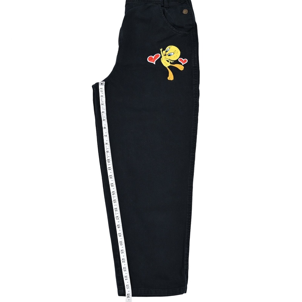 Vintage Looney Tunes Tweety Bird Overalls Womens 16 Dark Navy Embroidered 90s - Picture 4 of 11